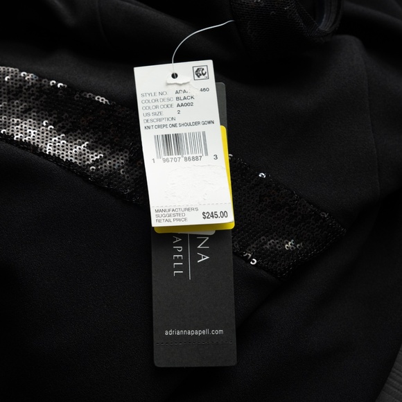 Adrianna Papell Knit Crepe One Shoulder Sequin Gown - Picture 8 of 12